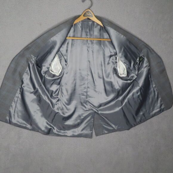 Lauren Ralph Lauren Sport Coat Mens 46R Gray Blue Plaid Wool Silk Executive Fit - Picture 8 of 12